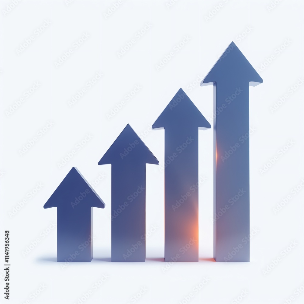 3D Blue Arrow Growth Chart Representing Business Success and Financial Progress 3D Blue Arrow Growth Chart Representing Business Success and Financial Progress