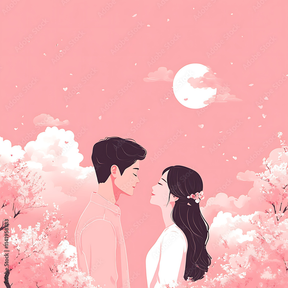 Minimalist illustration of a valentine day theme featuring a couple of man and a woman. Minimalist illustration of a valentine day theme featuring a couple of man and a woman.