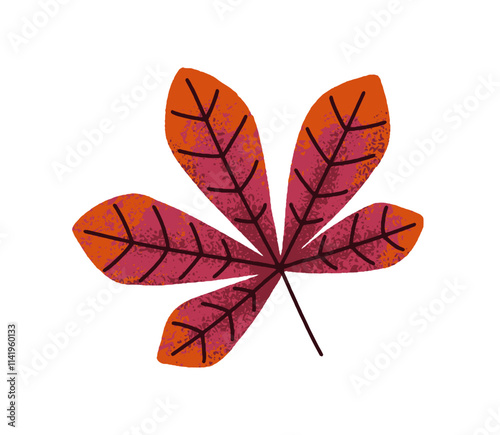 Chestnut tree leaf. Autumn seasonal foliage. Red dry botanical decor. Natural...