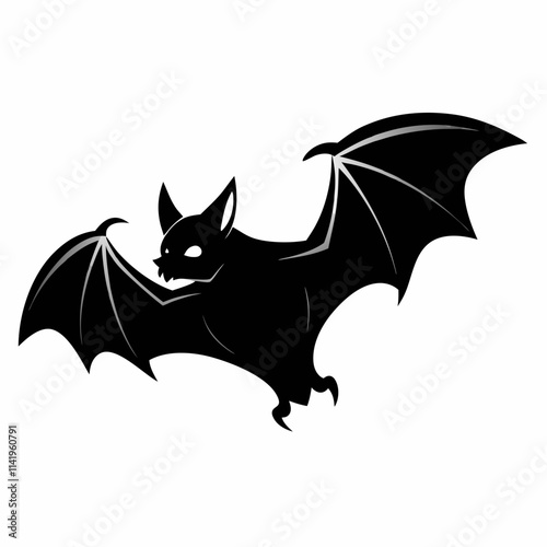 Vector Bat flying silhouette black side view on white background