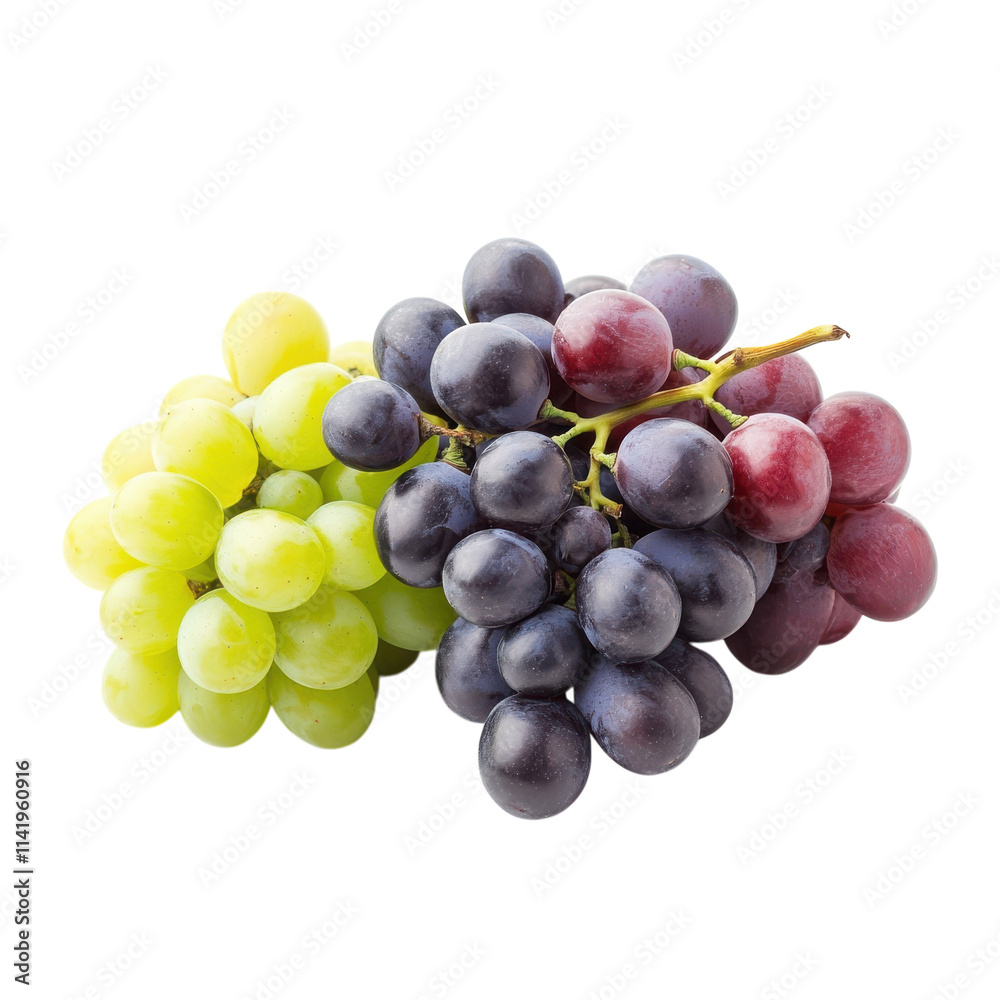 Vibrant Clusters of Assorted Grapes Isolated on White Background on Transparent Background Vibrant Clusters of Assorted Grapes Isolated on White Background on Transparent Background