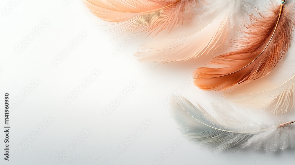 Fototapeta premium Nature aesthetics elegant high-angle photography of minimalist feather arrangements