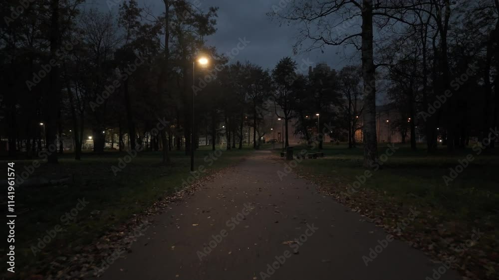 Early morning flyaround with drone in the Sustapark with autumn foliage and leafless dried trees Early morning flyaround with drone in the Sustapark with autumn foliage and leafless dried trees