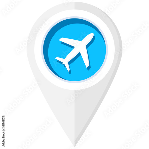 Airport Location Marker and Travel Destination Pin Icon