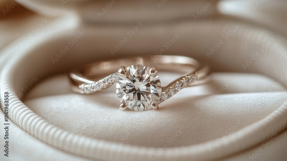 Elegant Rose Gold Diamond Engagement Ring In Box