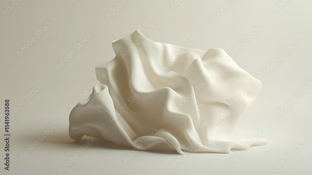 Softly Draped White Fabric Mockup Photo Wide Shot. AI Generated Softly Draped White Fabric Mockup Photo Wide Shot. AI Generated