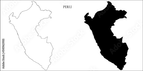 Peru Blank Map, Peru Map Outline Vector Images