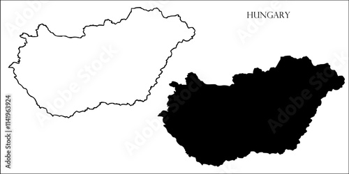 Hungary Blank Map, Hungary Map Outline Vector Images