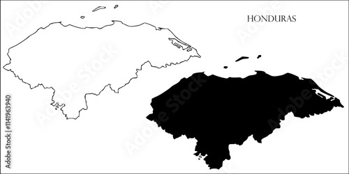 Honduras Blank Map, Honduras Map Outline Vector Images