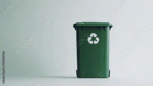 Modern Green Recycling Bin on Minimal Background