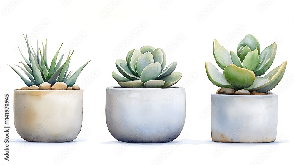 Indoor succulent arrangement modern pots creating a calm nature-inspired still life Indoor succulent arrangement modern pots creating a calm nature-inspired still life