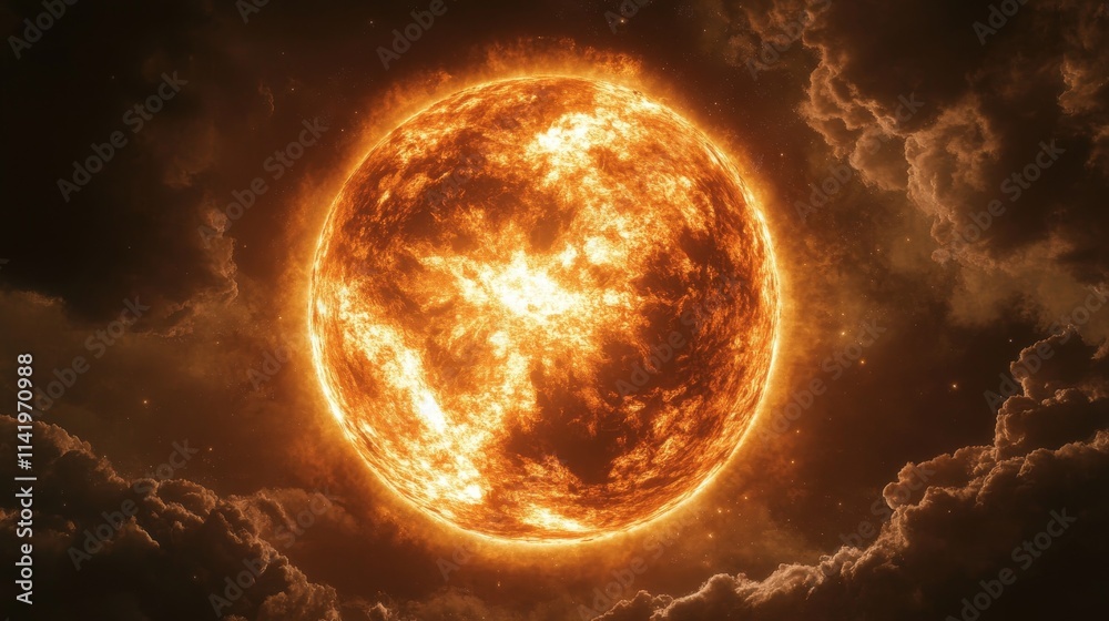 Fiery Starburst Dramatic Cosmic Portrait, Revealing the Untamed Force of a Distant Sun Fiery Starburst Dramatic Cosmic Portrait, Revealing the Untamed Force of a Distant Sun