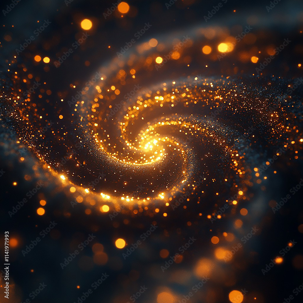 Vibrant Cosmic Spiral: A Stunning Visualization of a Galaxy with Sparkling Stars, Dust Particles, and Bright Light Emitting in a Vast Universe Vibrant Cosmic Spiral: A Stunning Visualization of a Galaxy with Sparkling Stars, Dust Particles, and Bright Light Emitting in a Vast Universe