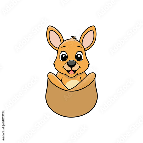 a baby kangaroo in white background