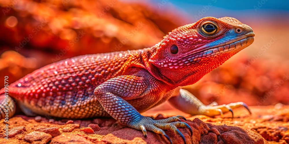 Fototapeta premium Arizona Red Lizard Camouflage Aerial View - Desert Reptile High-Angle Photography