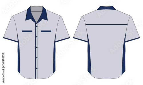 Short sleeve office work shirt mockup front and back view
