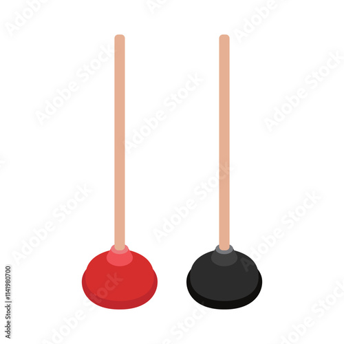 Toilet plunger vector illustration on white background. Plunger toilet tool for cleaning drain lines.