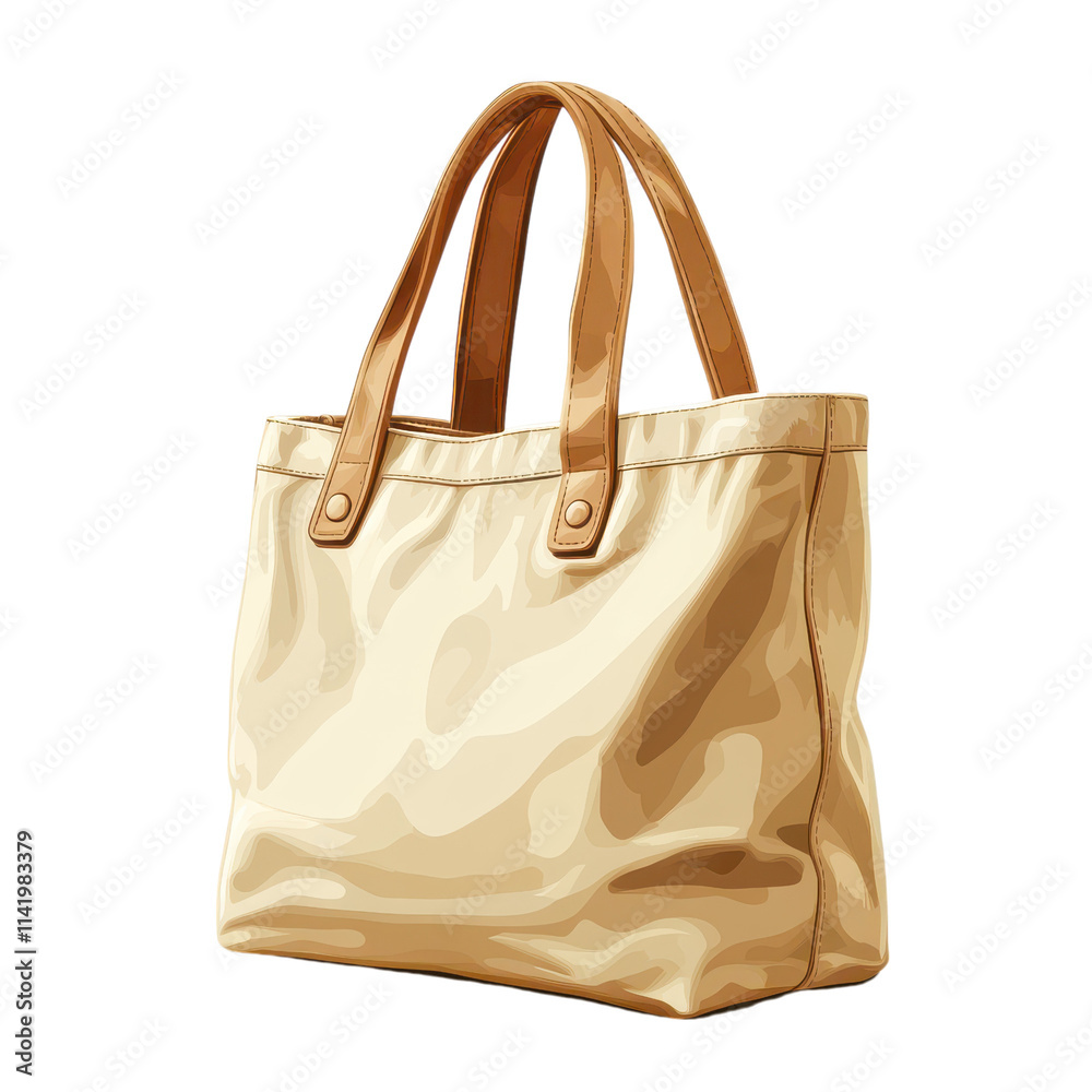 Showcasing a plain beige cloth bag with handles urban setting flat illustration style minimalist design perspective focus on eco-friendly material Showcasing a plain beige cloth bag with handles urban setting flat illustration style minimalist design perspective focus on eco-friendly material