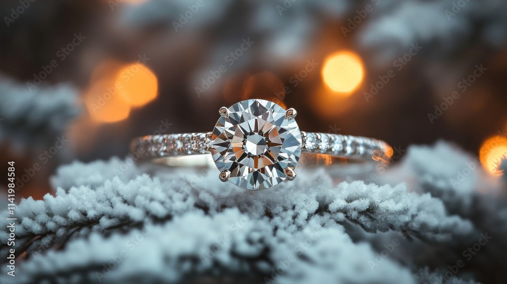 Diamond Engagement Ring On Snowy Branch Diamond Engagement Ring On Snowy Branch