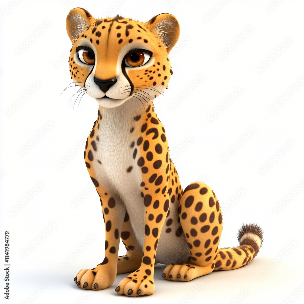 Cute Cheetah Cub Sitting 3D Render Wildlife Animal Cute Cheetah Cub Sitting 3D Render Wildlife Animal