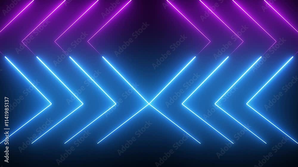 3d render, Neon glowing blue pink technology background with laser beams  Seamless looping animation 4K footage