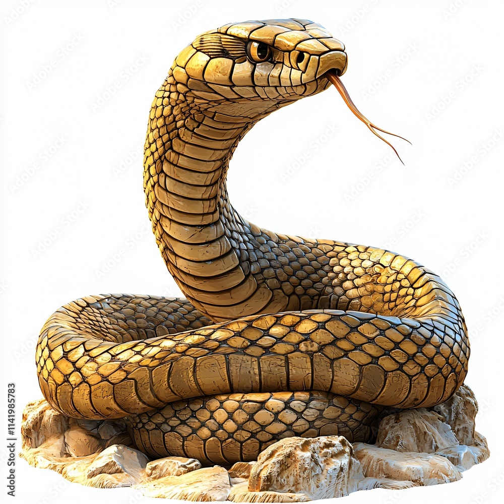 Fototapeta premium Golden Cobra Snake Reptile Scales Wildlife Desert Rocks