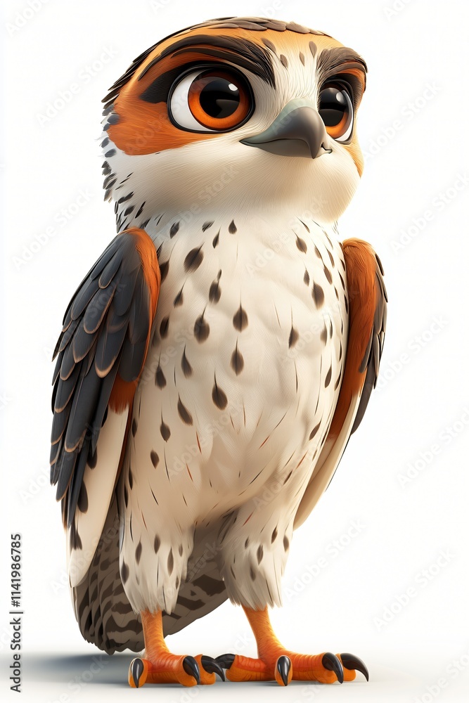 Naklejka premium Cute Cartoon Falcon Bird Character Illustration