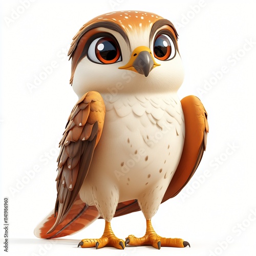 Cute Cartoon Falcon Chick Illustration 3D Render
