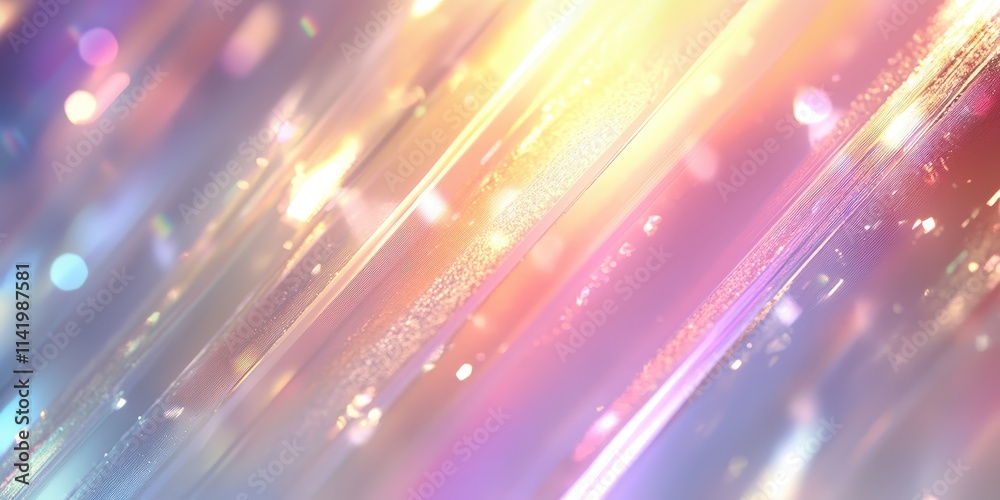 Obraz premium Holographic Texture with Iridescent Colors and Sparkling Lights in a Dreamlike, Abstract Composition for Creative Projects