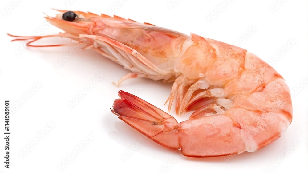 A cooked shrimp isolated on a white background A cooked shrimp isolated on a white background