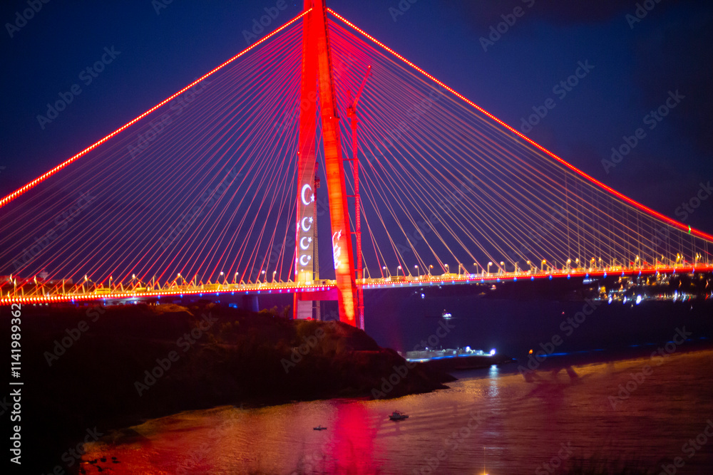 Yavuz Sultan Selim Bridge Night and Lights. Yavuz Sultan Selim Bridge Night and Lights.