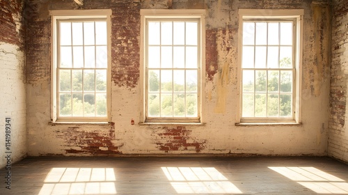 Home insulation plays a crucial role in maintaining energy efficiency. The sunlit room features rustic windows, highlighting the beauty of natural light against aged walls.