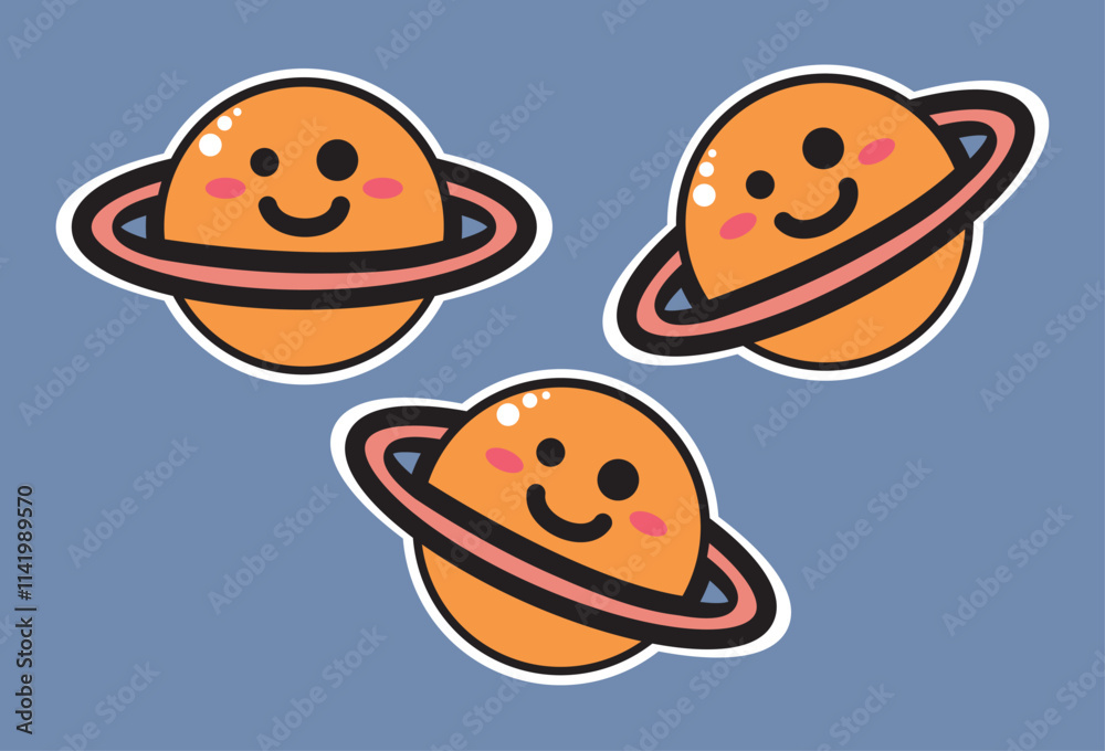 cartoon outer space planet with cute eyes. Unique design, simple, can be changed as desired cartoon outer space planet with cute eyes. Unique design, simple, can be changed as desired