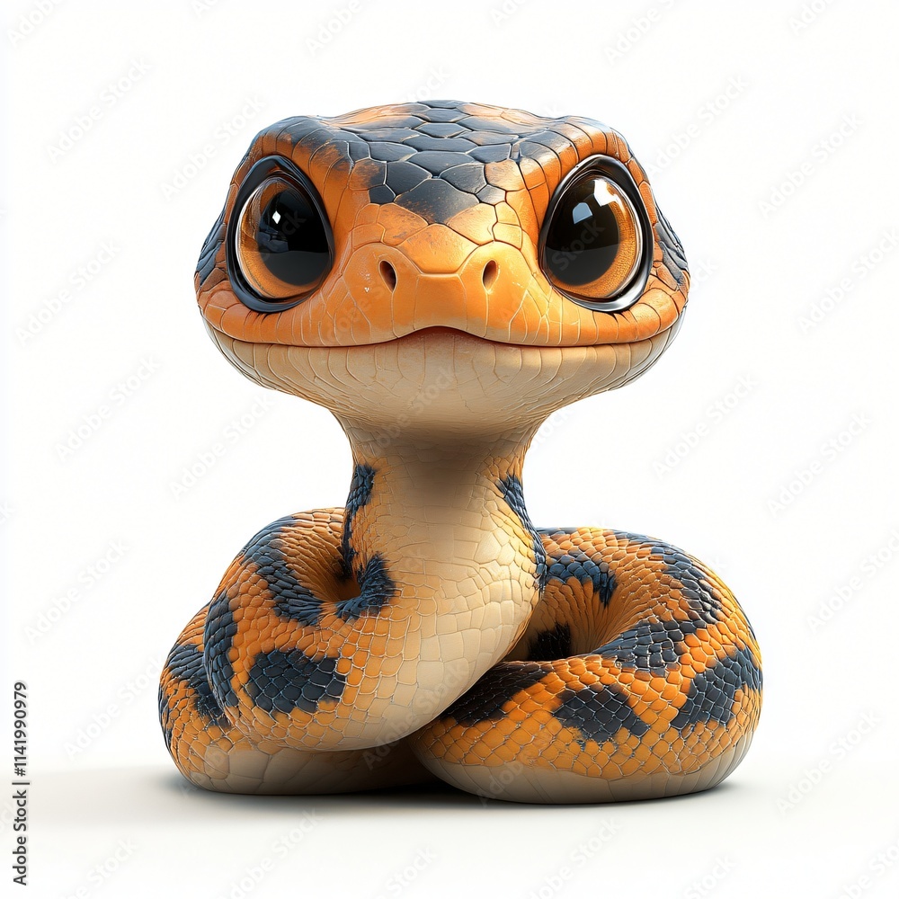 Fototapeta premium Adorable Baby Snake Cute Reptile Character Design