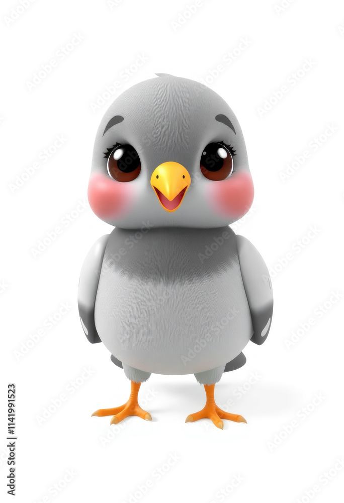 3D Chibi Pigeon Flashcards Clipart. Suitable for animal flashcard, alphabet flashcards, Montessori Flashcards. Isolated on white background 3D Chibi Pigeon Flashcards Clipart. Suitable for animal flashcard, alphabet flashcards, Montessori Flashcards. Isolated on white background