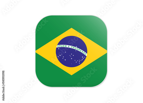 Brazil Flag icon. Rounded square flag of brazil icon design, vector illustration