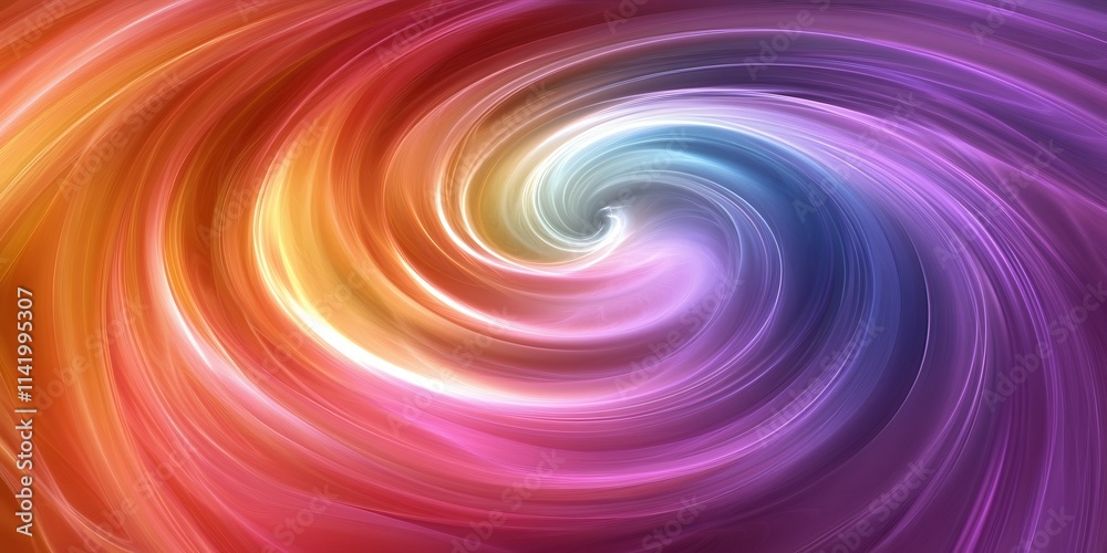 Obraz premium Abstract swirling vibrant colors; red, orange, pink, purple, blue, white light vortex.