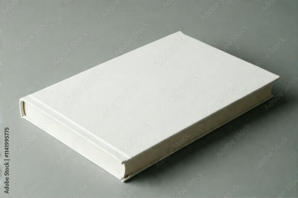 Blank book with textured cover on clean desk Blank book with textured cover on clean desk