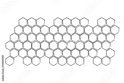 Propolis Honey comb pattern. Honeycomb structure. Honey, pollen, wax, parchment and bee products in sketch style. Stock vector illustration isolated on a white background.