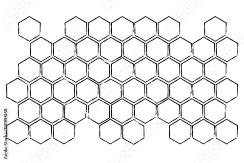 Honey comb pattern. Textured Honeycomb Propolis structure. Honey, pollen, wax, parchment and bee products in sketch style. Stock vector illustration isolated on white background.