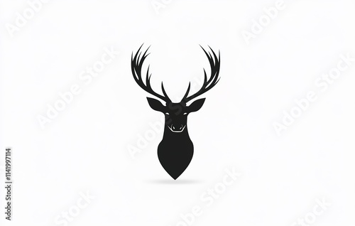 Simple deer silhouette vector icon on a white background, in a minimalist style photo