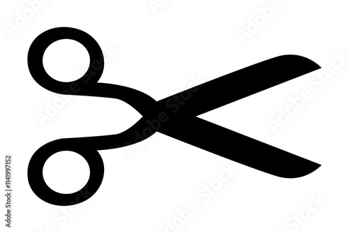Scissors icon. Simple silhouette of open scissors. Scissors cut out logo icon. Stock vector illustration isolated on white background.