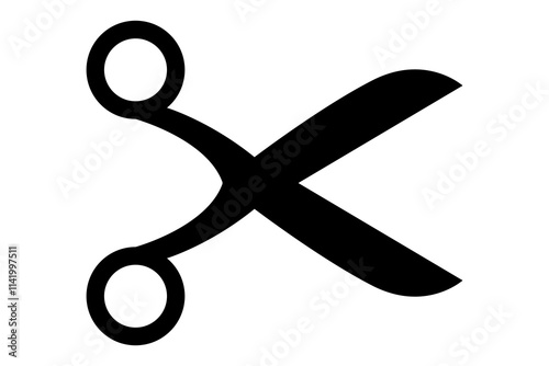 Scissors icon. Simple silhouette of open scissors. Scissors cut out logo icon. Stock vector illustration isolated on white background.