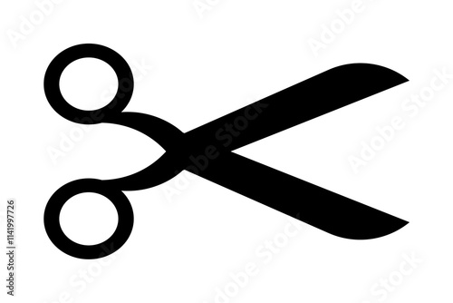 Scissors icon. Simple silhouette of open scissors. Scissors logo icon. Stock vector illustration isolated on white background.