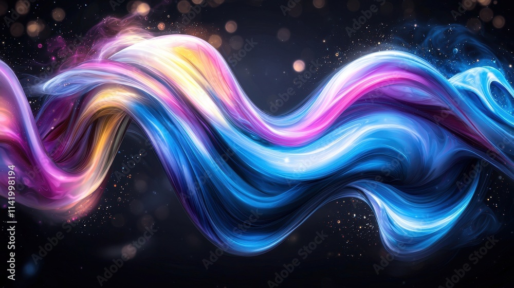 Colorful Abstract Wave Motion with Light Effects and Vivid Swirls Colorful Abstract Wave Motion with Light Effects and Vivid Swirls