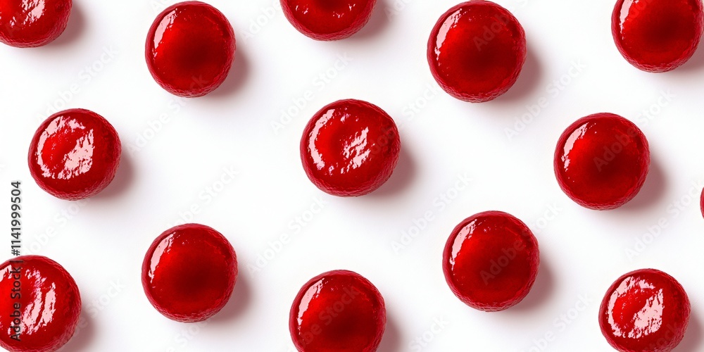 Red Candy Drops Pattern on White Background Red Candy Drops Pattern on White Background