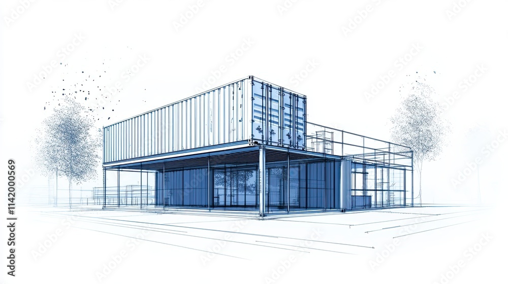 A Contemporary Fusion: The Interplay of Industrial Aesthetics and Sustainable Living in a Container-Based Architectural Marvel