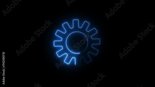 Neon settings icon animation isolated. gear setting icon, Spinning gears icon animated video photo