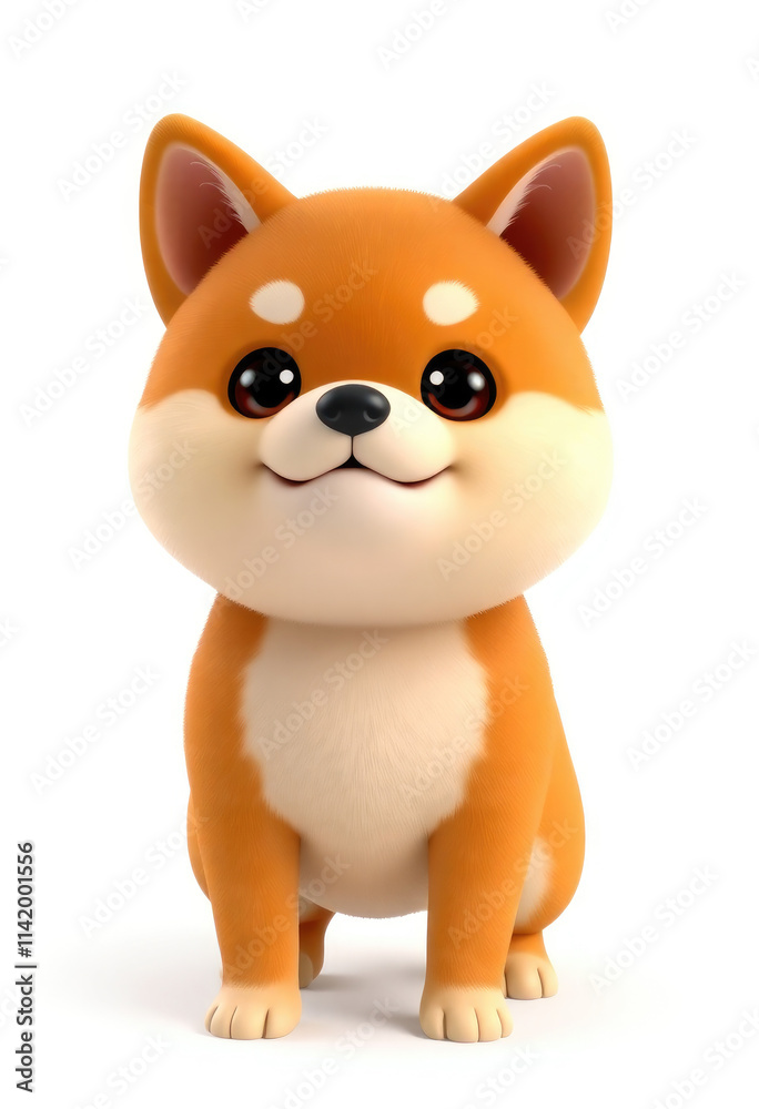 3D Chibi Shiba Inu Dog Flashcards Clipart. Suitable for animal flashcard, alphabet flashcards, Montessori Flashcards. Isolated on white background 3D Chibi Shiba Inu Dog Flashcards Clipart. Suitable for animal flashcard, alphabet flashcards, Montessori Flashcards. Isolated on white background