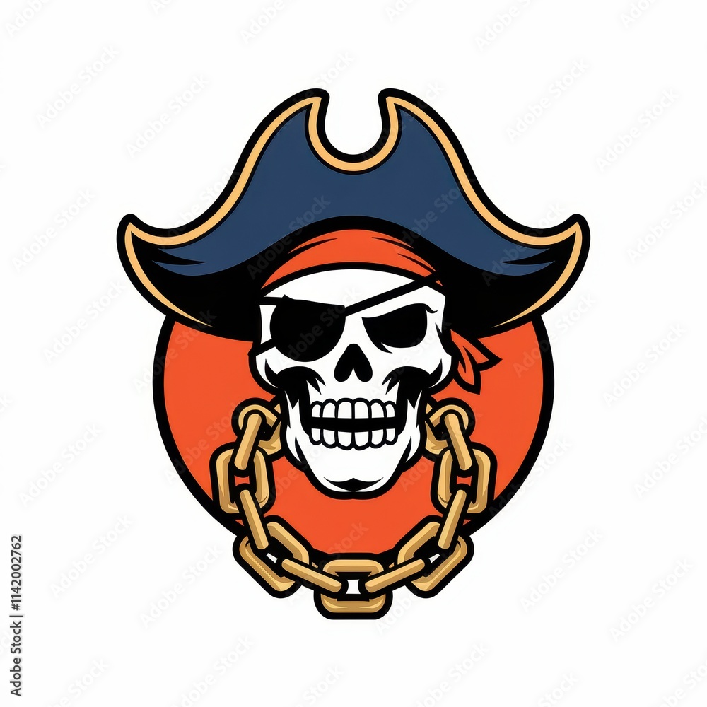 Pirate Skull Wearing a Hat and Chains Pirate Skull Wearing a Hat and Chains